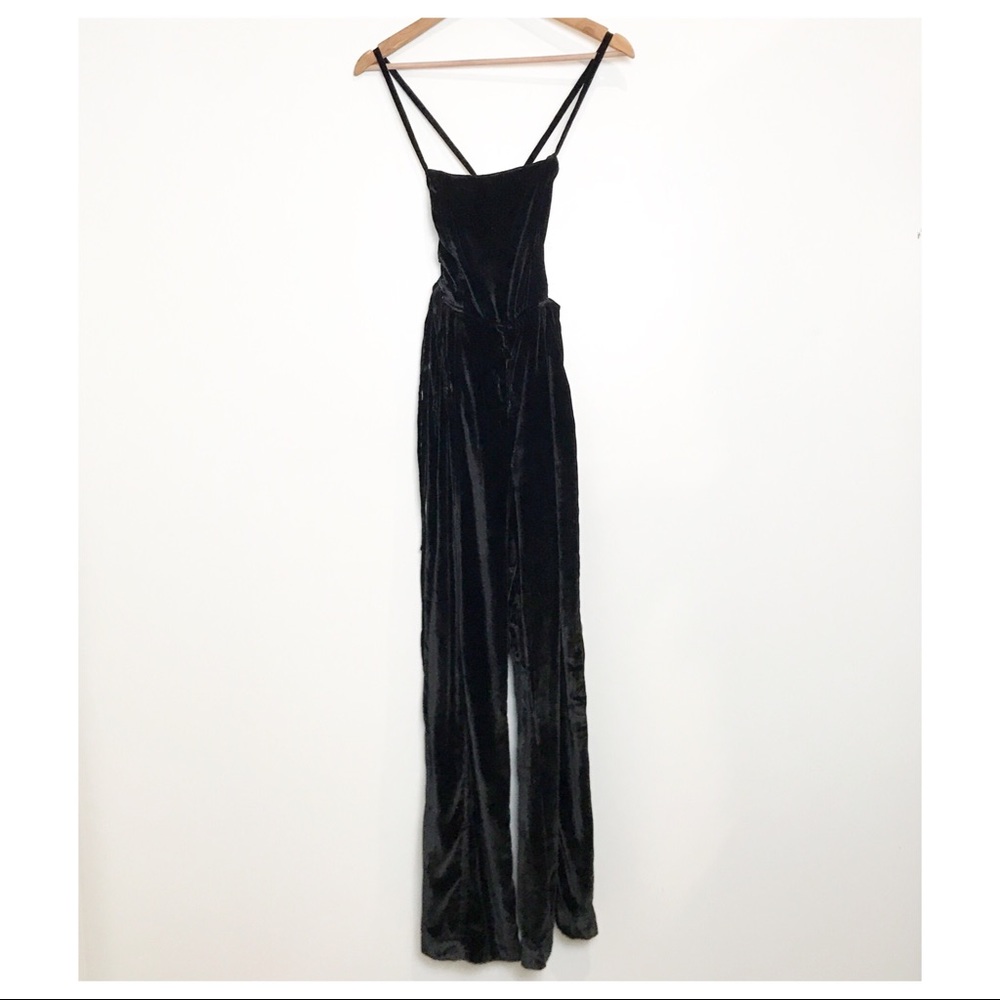 Free People Black Velvet Strappy Back Jumpsuit - Picture 5 of 13